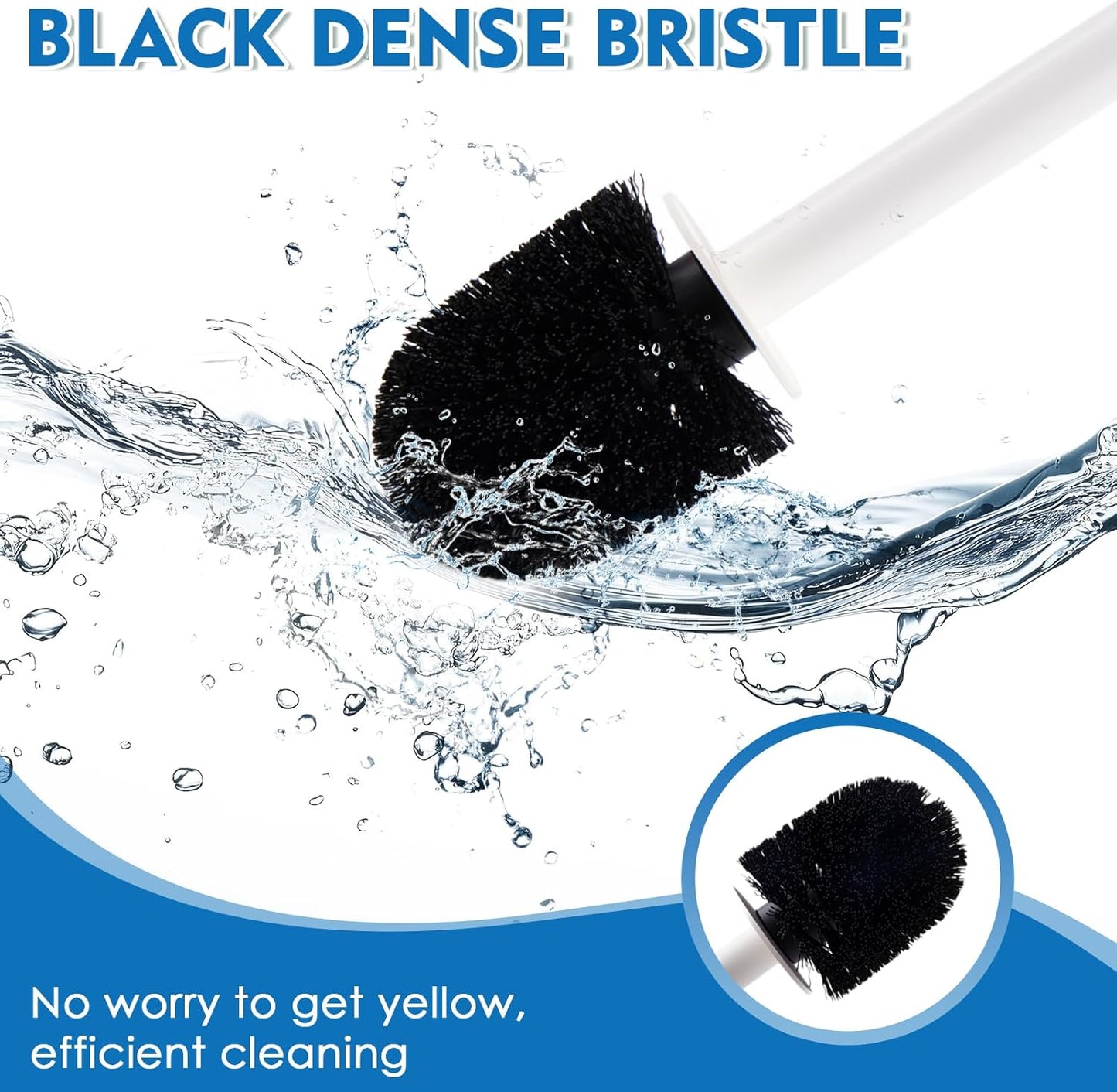 2 Pack Toilet Brush for Bathroom, Toilet Brush and Holder Set, Toilet Bowl Brush with Long Handle for Drip-Proof Deep Cleaning with Hidden Scrubber Brush White