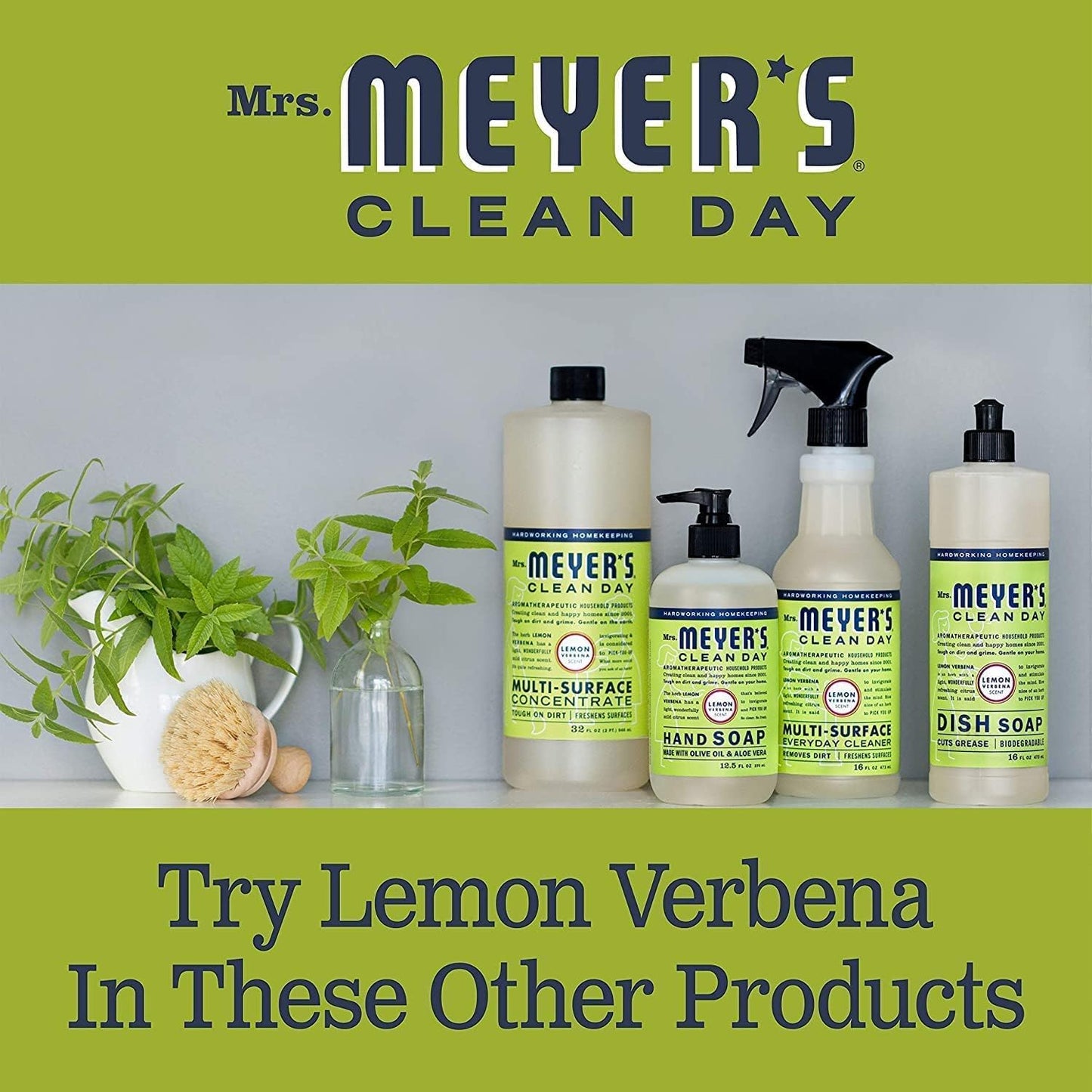 Mrs. MEYER'S CLEAN DAY Liquid Dish Soap Refill Lemon Verbena, 48 Fl Oz. (Pack of 6)