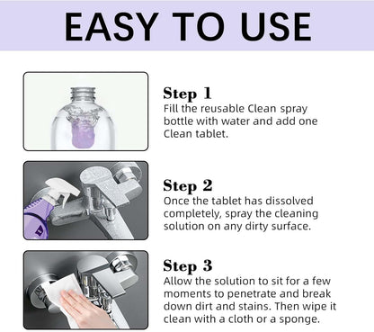 Clean Spray Cleaner for Ovens, Spray Oven Cleaner, Multi-Surface Cleaners with Concentrated Cleaning Tablets, Multi Purpose Cleaning for Ovens, for Kitchen,Bathroom (1 Bottle+12 Pcs)