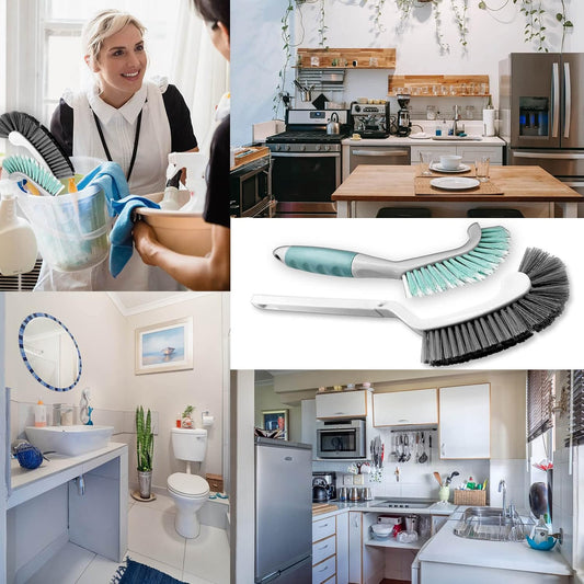2Pcs Cleaning Brushes, Multi-Purpose Right Angle Brush Scrubbing Kitchen Coffeeroom Tearoom Deep Cleaning Edge Corner Crevices Grout Scrub Bottle Cup Jar Cans for Household Use.