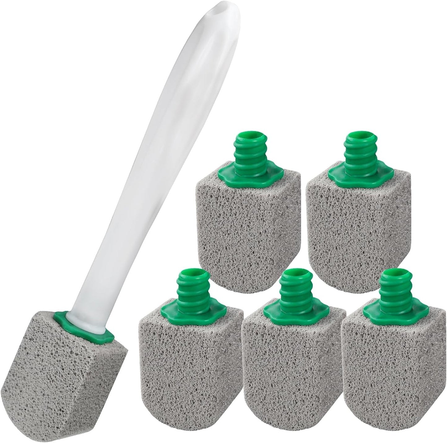 AUAUY 10 Pack Pumice Stone with Handle, Toilet Bowl Pumice Stone for Cleaning, Hard Water Toilet Ring Remover, 2 Handle + 10 Pumice Stones for Cleaning Toilets, Bathtubs, Grills, Kitchen Sink