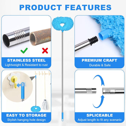 Storystore Ceiling Fan Cleaner Duster - Adjustable Duster with Extension Pole,Dusters for Cleaning Fan Blade, Walls and Cobweb (Blue)
