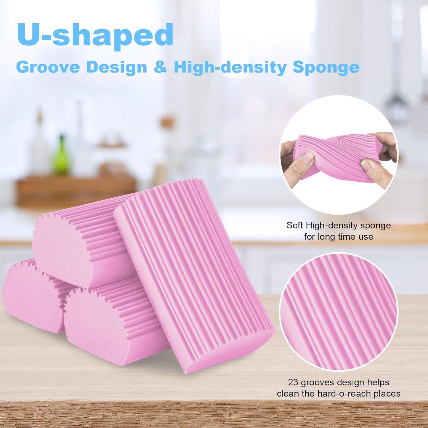 2-Pack Damp Duster Sponge for Clean, Magic Sponge Eraser Baseboard Cleaner Tool, Dusters for Cleaning Blinds, Glass, Vents, Railings, Mirrors,Window Track Grooves and Faucets