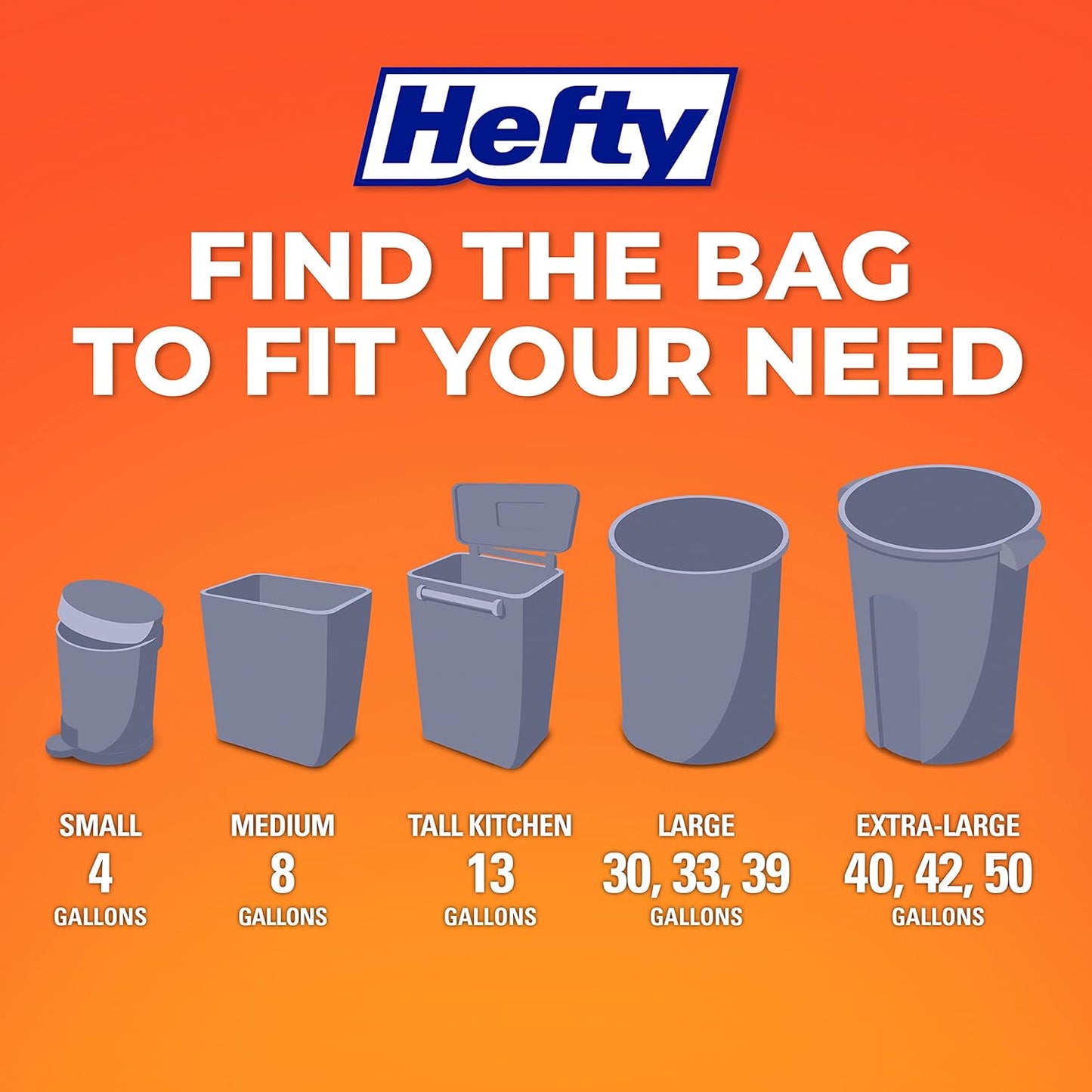 Hefty Small Trash Bags, Flap Tie, Lavender & Sweet Vanilla Scent, 4 Gallon, 26 Count