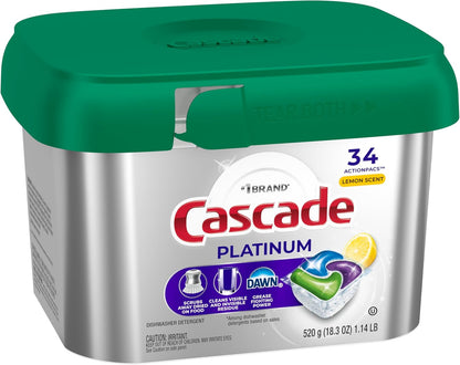 Cascade Platinum Dishwasher Pods, Dishwasher Detergent, Dish Detergent Soap, Lemon, 59 Count