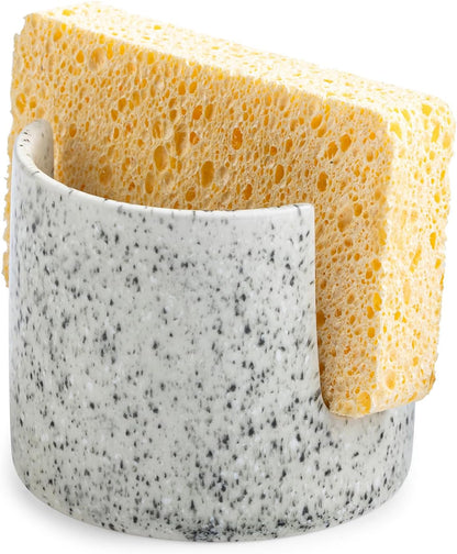 Zoeeker Sponge Holder for Kitchen Sink, Ceramic Dish Sponge Dish Rack Scrubby Caddy Kitchen Organizer Cute Sink Caddy Organizer, Farmhouse Decor, Speckled Glaze