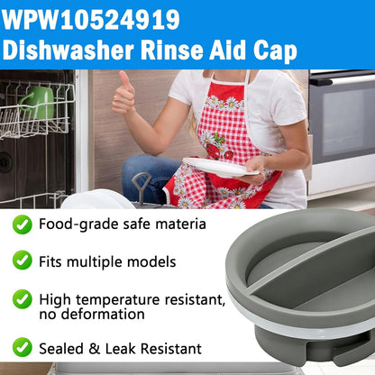 WPW10524919 Rinse Aid Dispenser Cap Replacement for Whirlpool KitchenAid Maytag Dishwasher, W10524919 Dispenser Cap Replace W10524923 Dishwasher Rinse Aid Dispenser Cap