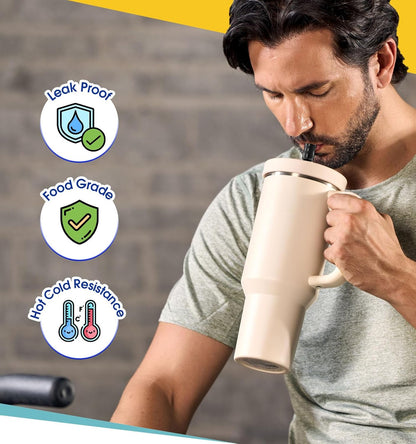 40 Oz Tumbler Flip Straw Lid Compatible with Stanley Quencher Cup, Anti Spill Replacement Cup Covers, Durable Silicone Leak Proof Lids with Cleaning Brush Set for Travel Storage