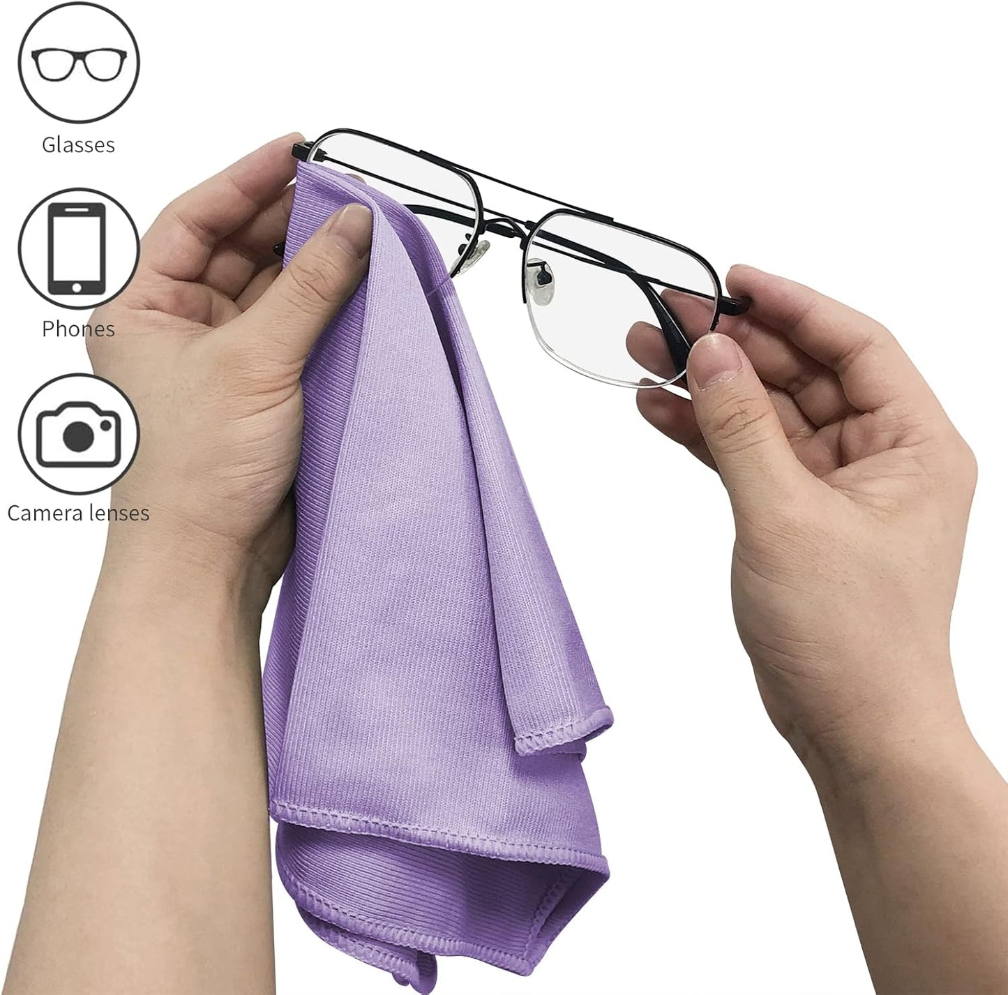 Puomue 6 Pack Microfiber Glass Cleaning Cloth, 16 Inch X 16 Inch, Lint Free Quickly Clean Window, Glasses, Windshields, Mirrors, and Stainless Steel, Blue