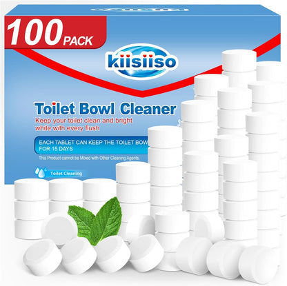 KIISIISO Toilet Bowl Cleaner Tablets 50 PACK, Automatic Bleach Toilet Tank Cleaners, Bathroom Long-Lasting Freshness, Slow-Releasing Powerful Deodorizing & Descaling