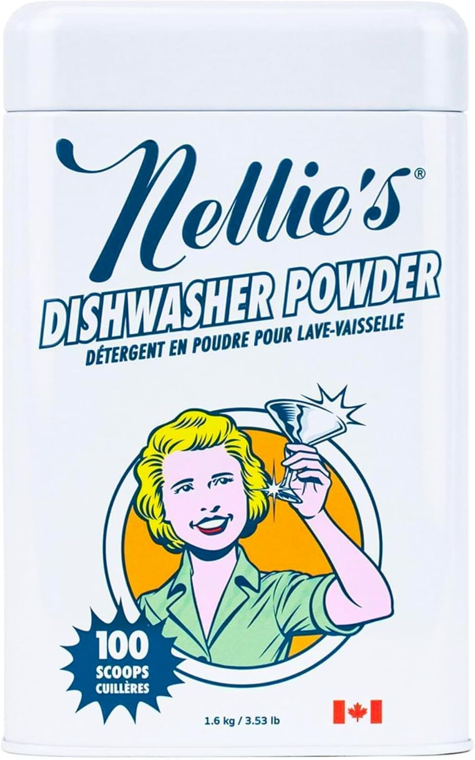 Nellie's Dishwasher Powder - 50 Load - Plant-Based Dishwasher Detergent - Septic Safe, Fragrance-Free - Easily Penetrates Grease & Food Particles - Phosphate-Free - (Made in Canada)