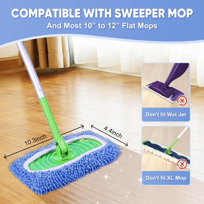 6-Pack Reusable Microfiber Mop Pads Compatible with Swiffer Sweeper, Dry & Wet Sweeping Cloths - Washable Wet Pads Refill for Multi-Surface/Hardwood Floor Cleaning