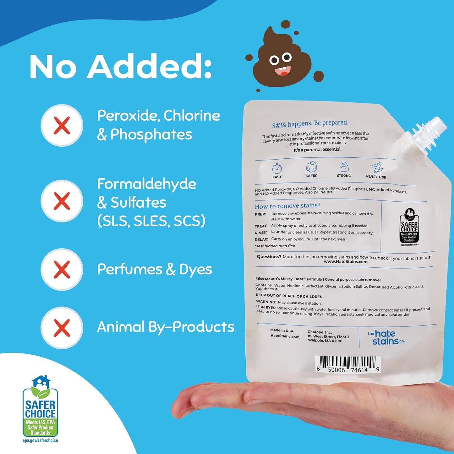 Miss Mouth's Messy Eater Stain Treater Spray - 4oz 2 Pack Stain Remover - Newborn & Baby Essentials - No Dry Cleaning Food, Grease, Coffee Off Laundry, Underwear, Fabric