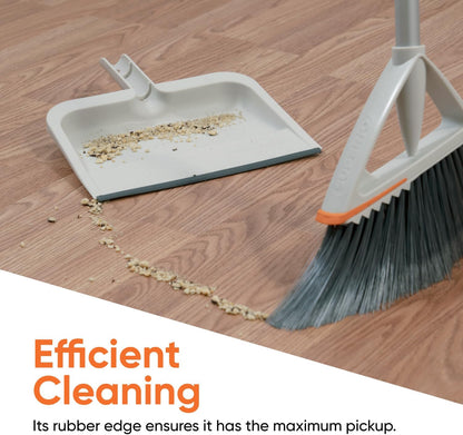 Superio Clip-On Dustpan with Rubber Lip - 10-inch Wide Durable Plastic Dust Pan with Comfort Grip Handle, White, 1-Pack