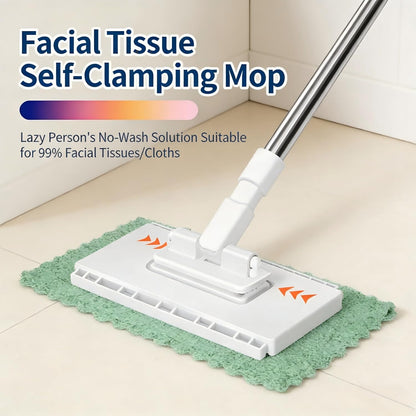 Snap Grip Mini Mop - Zero Touch No Wash Lazy Mop, Compatible with Swiffer & Face Towels, Adjustable for Wet/Dry Floors, Tile, Hardwood, Corners (5 Reusable Cloths)