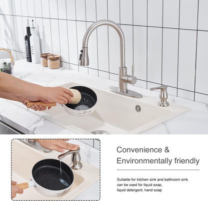 GAGALIFE Kitchen Sink Soap Dispenser Brushed Nickel, Under Sink Soap Dispenser with 40" Silicone Extension Tube Kit,Say Goodbye to Frequent Refills