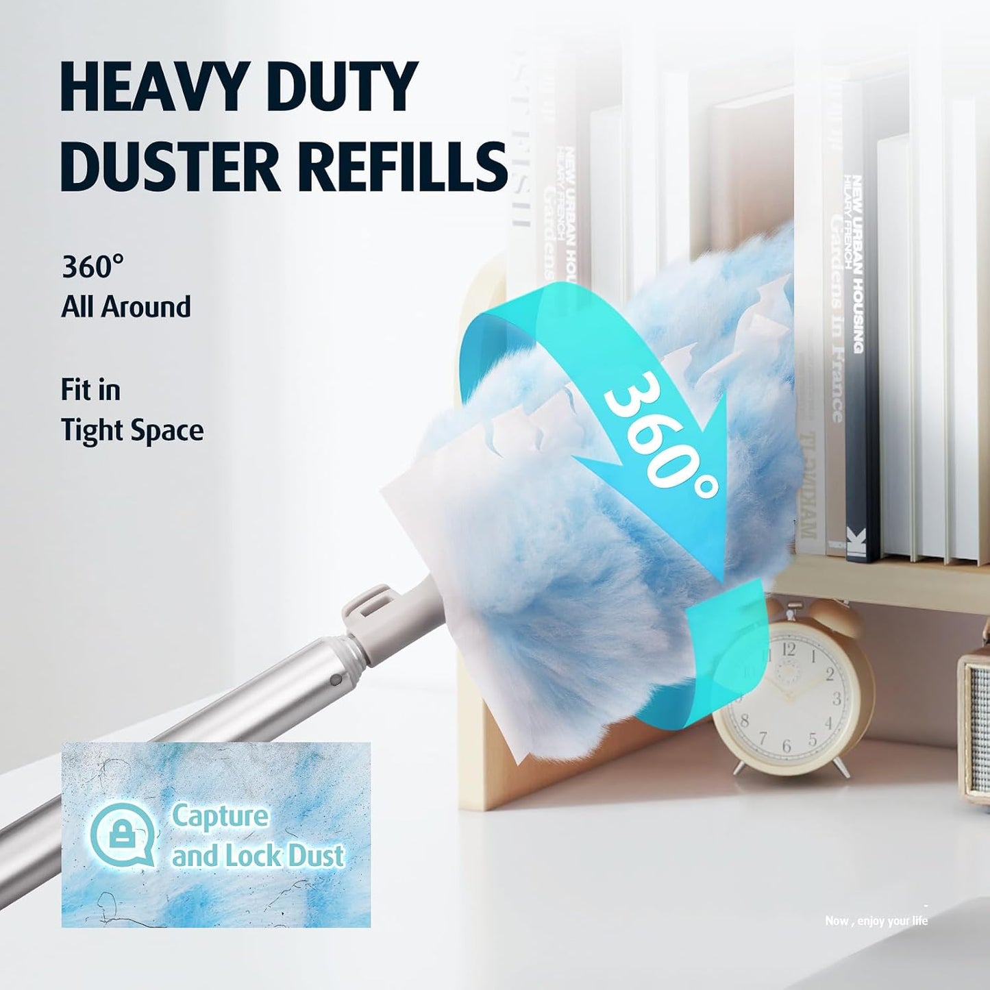 6 ft Extendable Duster Handle with 20 Refills, Compatible with Swiffer, Disposable Microfiber Dusting Pads for Home Cleaning, Ceiling, Fan, Window, Hard-to-Reach Areas