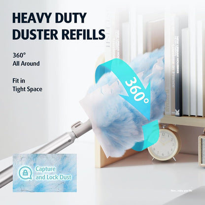 6 ft Extendable Duster Handle with 20 Refills, Compatible with Swiffer, Disposable Microfiber Dusting Pads for Home Cleaning, Ceiling, Fan, Window, Hard-to-Reach Areas
