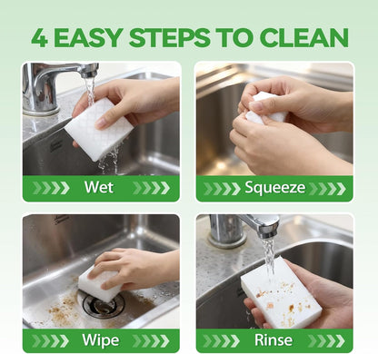 Magic Eraser Sponge 2X Density, Multi-Purpose Long Lasting Melamine Sponge, Water-Activated Cleaning Pads Sponge Eraser for Kitchen, Bathroom, Wall, Shoes & Car Interior, Non-Scratch (20)