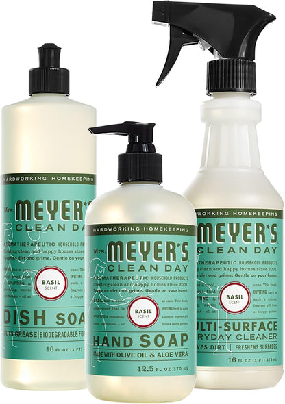 Mrs. MEYER'S Kitchen Set, Dish Soap, Hand Soap, and Multi-Surface Cleaner, 3 CT (Snowdrop)