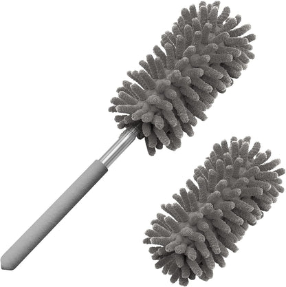 Microfiber Duster for Cleaning, Tukuos Hand Washable Dusters with 2pcs Replaceable Microfiber Head, Extendable Pole, Detachable Cleaning Supplies for Office, Car, Window, Furniture, Ceiling Fan