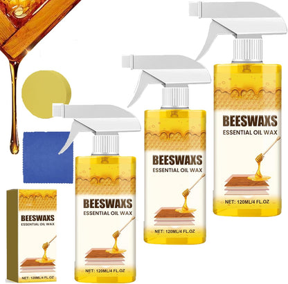 Beeswax Wood Polish Spray, Natural Beeswax Repairing and Care Spray, Bees Wax Furniture Polish and Cleaner, Deep Cleaning Bees Wax for Hardwood Floors & Kitchen Cabinets, Restores Natural Gloss (1Pcs)