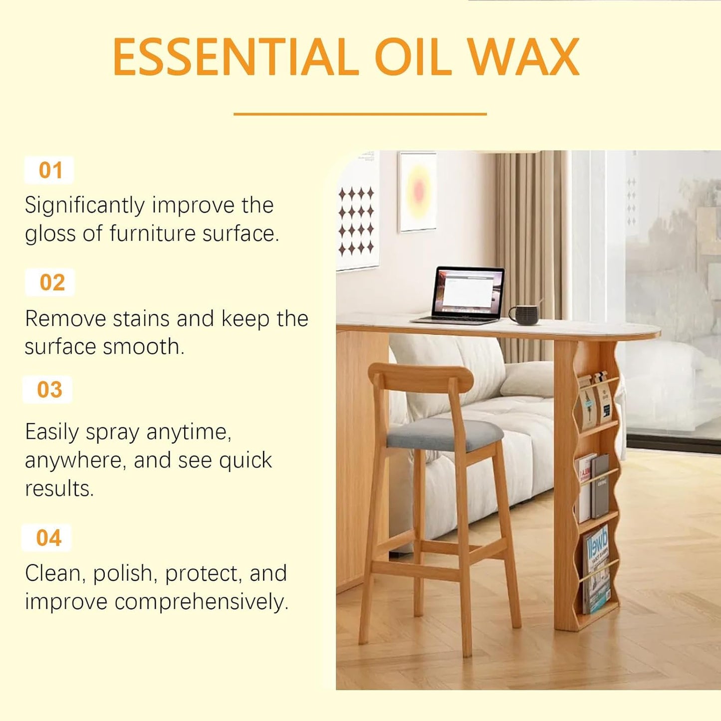 Beeswax Spray, Natural Beeswax Spray Furniture Polish, The Original Micro Molecularized Beeswax Care Spray & Restorer for Living Rooms,Kitchens,Wood Furniture Floors (2)