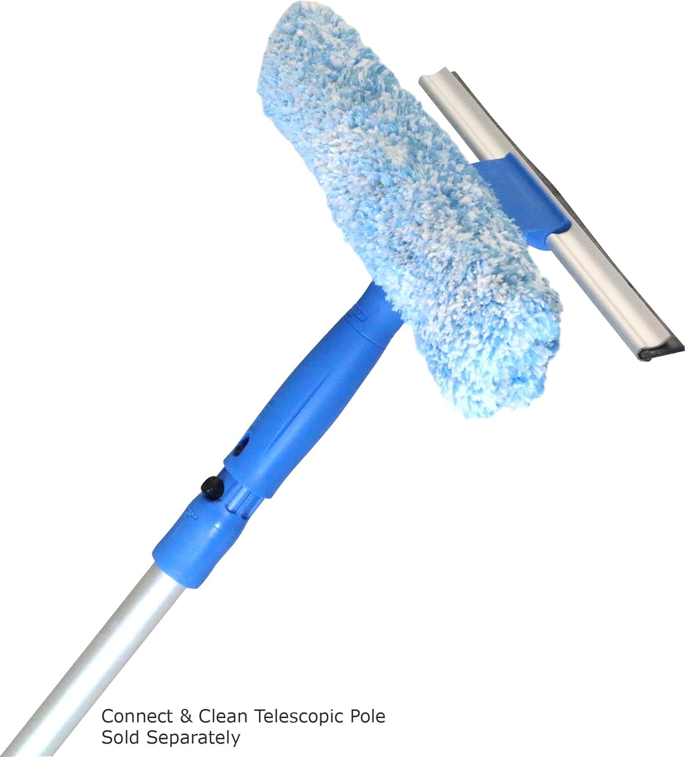 Unger Professional Connect and Clean 2-in-1 Squeegee and Scrubber, 14” Window Cleaning Tool, Essential Glass Cleaner for Commercial and Residential Use, Reusable Microfiber Sleeve, Streak-Free Results