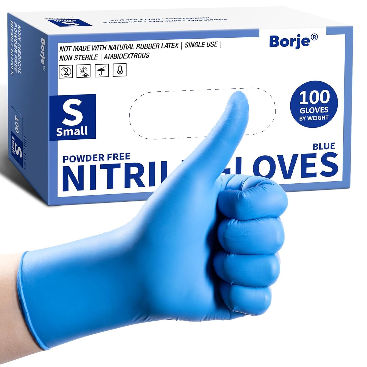 Borje Nitrile Gloves Large, 100 Count Disposable Gloves, Black, Latex-Free Powder-Free, Medical Exam, Food Safe, Cleaning, Cooking