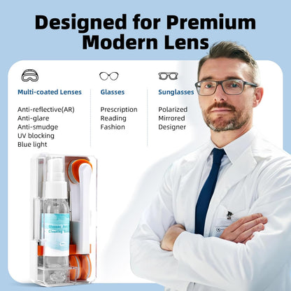 Ordilend Glasses Cleaner Eyeglass Cleaning Kit with 24H Anti Fog Spray for Glasses and Microfiber Cloth, Portable Eyeglass Cleaner Tool Lens Wipes Cleaning kit for Camera Lenses