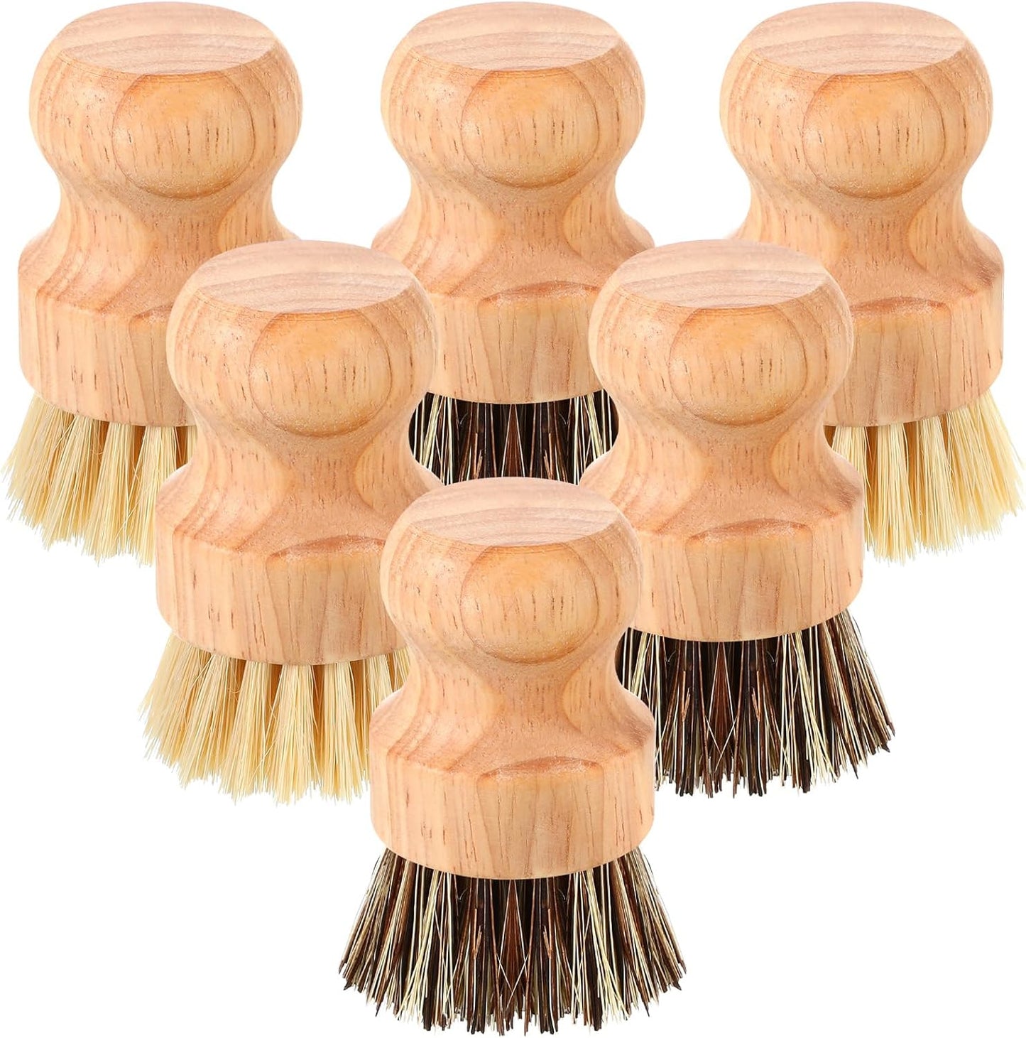 Nuenen 12 Packs Bamboo Dish Scrub Brushes Wooden Scrubbers Set Kitchen Dishwashing Scrubber with Natural Sisal Bristles for Iron Pot Pan Sink(Sisal)