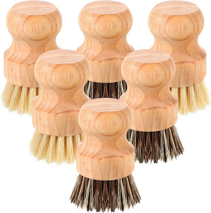 Nuenen 12 Packs Bamboo Dish Scrub Brushes Wooden Scrubbers Set Kitchen Dishwashing Scrubber with Natural Sisal Bristles for Iron Pot Pan Sink(Sisal)