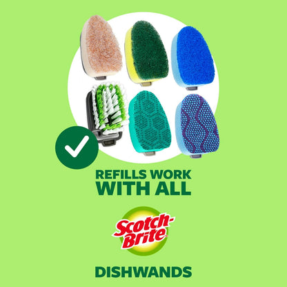 Scotch-Brite Scrub Dots Non-Scratch Soap-Dispensing Dishwand, 1 Count, Keeps Hands Out of The Mess, Fits All Scotch-Brite Refills, Assorted Colors