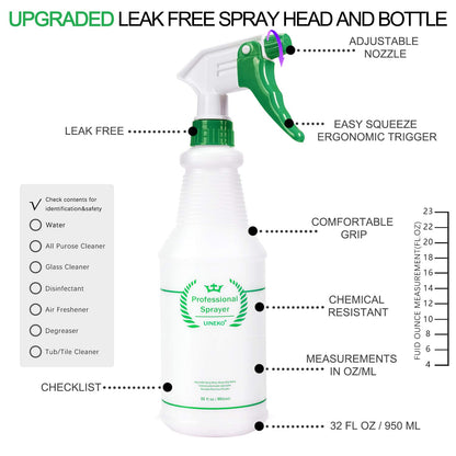 Plastic Spray Bottle 2 Pack, 32 Oz, All-Purpose Heavy Duty Spraying Bottles Leak Proof Mist Empty Water Sprayer for Cleaning Solution, Essential Oils, Hair, Planting, Pet with Adjustable Nozzle - Red