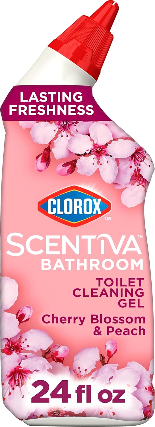Clorox Scentiva Bathroom Toilet Cleaning Gel, Cherry Blossom and Peach, 24 Fluid Ounces