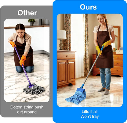 5 Pack Commercial Mop Head Replacement, Heavy Duty Microfiber Mop Heads, 6.6 in Industrial Headband Looped End Refill for Industrial Floor Cleaning Hardwood Tile Concrete, Vacuum Packaging 18oz