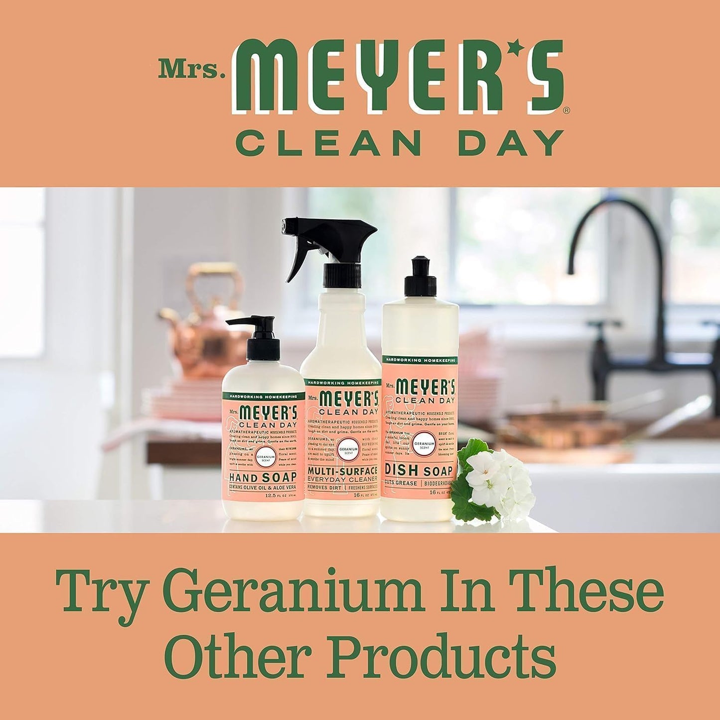MRS. MEYER'S CLEAN DAY Liquid Dish Soap, Basil Scent, 16 Fl Oz Bottle - 3 Pack