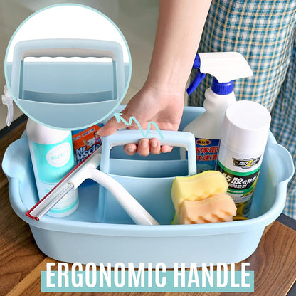 Cleaning Supplies Caddy, Household Tools Organizer with Handle, Large Plastic Bucket, Portable Shower Basket Tote, Gray