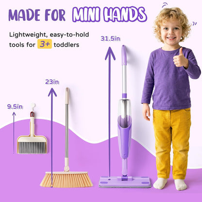 Toddler Spray Mop-Montessori Toys Mini Size Cleaning Mini Mop that Really Spray -Kid Pretend Play Toys Gift for Toddlers Girls Boys