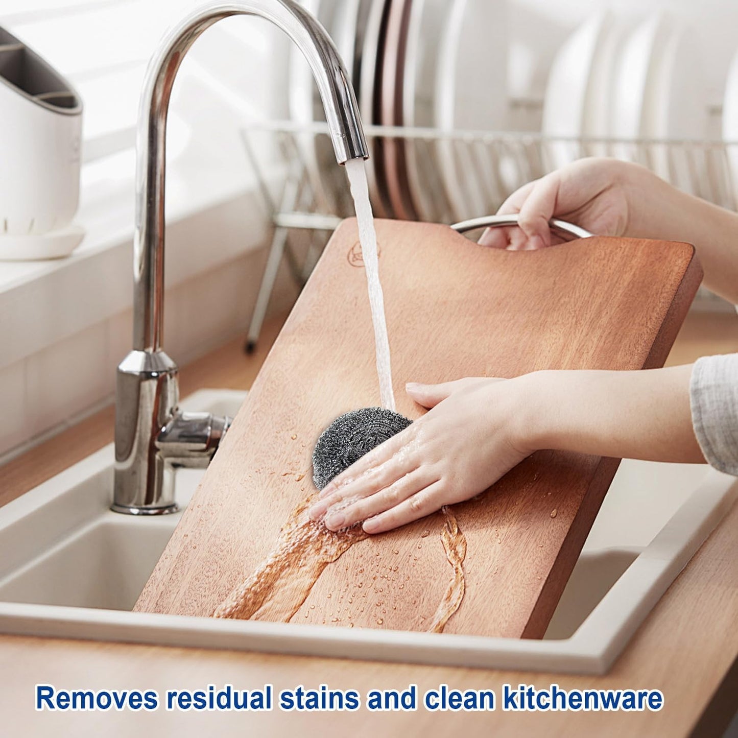 Metal Scrubber Kkuadcehi 6 Pcs Steel Wool Scrubber, Stainless Steel, Metal Sponge, for Cleaning Kitchen, Cleaning Dishes， Pots, Stove, Dish, Oven (6)