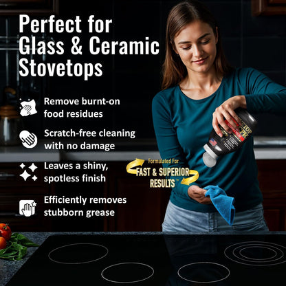 Stovetop CPR Glass Cooktop Cleaner Kit (18oz) – Ceramic Stove Cleaner, Polish, Scrubber Pads, Razor Scraper & Microfiber Towels