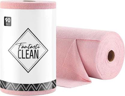 Fantasticlean Microfiber Cleaning Cloth Roll -40 Pack, Tear Away Microfiber Towels, 12" x 12", Reusable, Washable, Scratch Free, Ultra Absorbent Dishcloth for All-Around Cleaning Supplies (White)