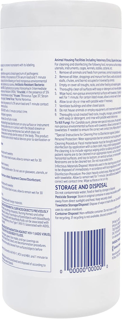Oxivir Diversey 1 Disinfectant Wipes, AHP Hydrogen Peroxide Cleaner, Multi-Surface Cleaner for Home & Commercial Use, Medium Wipes, 60 Count Slim Canister