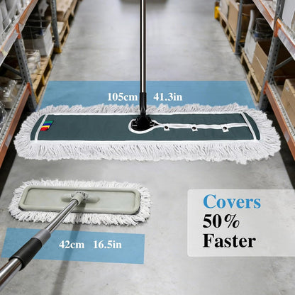 Mops for Floor Cleaning, Masthome Flat Dust Mop with 4 Reusable Pads, 2-Sided Microfiber Dust Mop for Wet & Dry Use, Flat Flip Mops for Hardwood, Laminate, Vinyl,Kitchen, Tile -1 Scraper