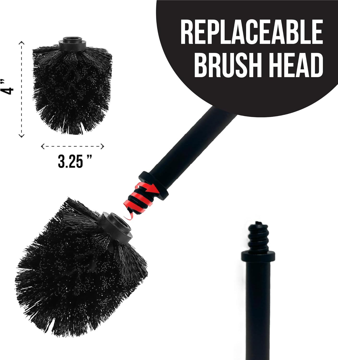 Splash Home Buena Stainless Steel Toilet Brush with Holder, Bowl Scrubber with Durable Cleaning Bristles, Hidden Brush with Splash Protective Disc Design - Chrome