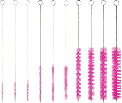 10" Tube Cleaning Brush Set, 5 Pack Large, Extra Long Nylon Straw Brushes with Flexible Handles for Bottles, Cleaning Straws, Pipe Cleaners, Keyboard, Glass, Guns, Detailing and Deep Cleaning, Black