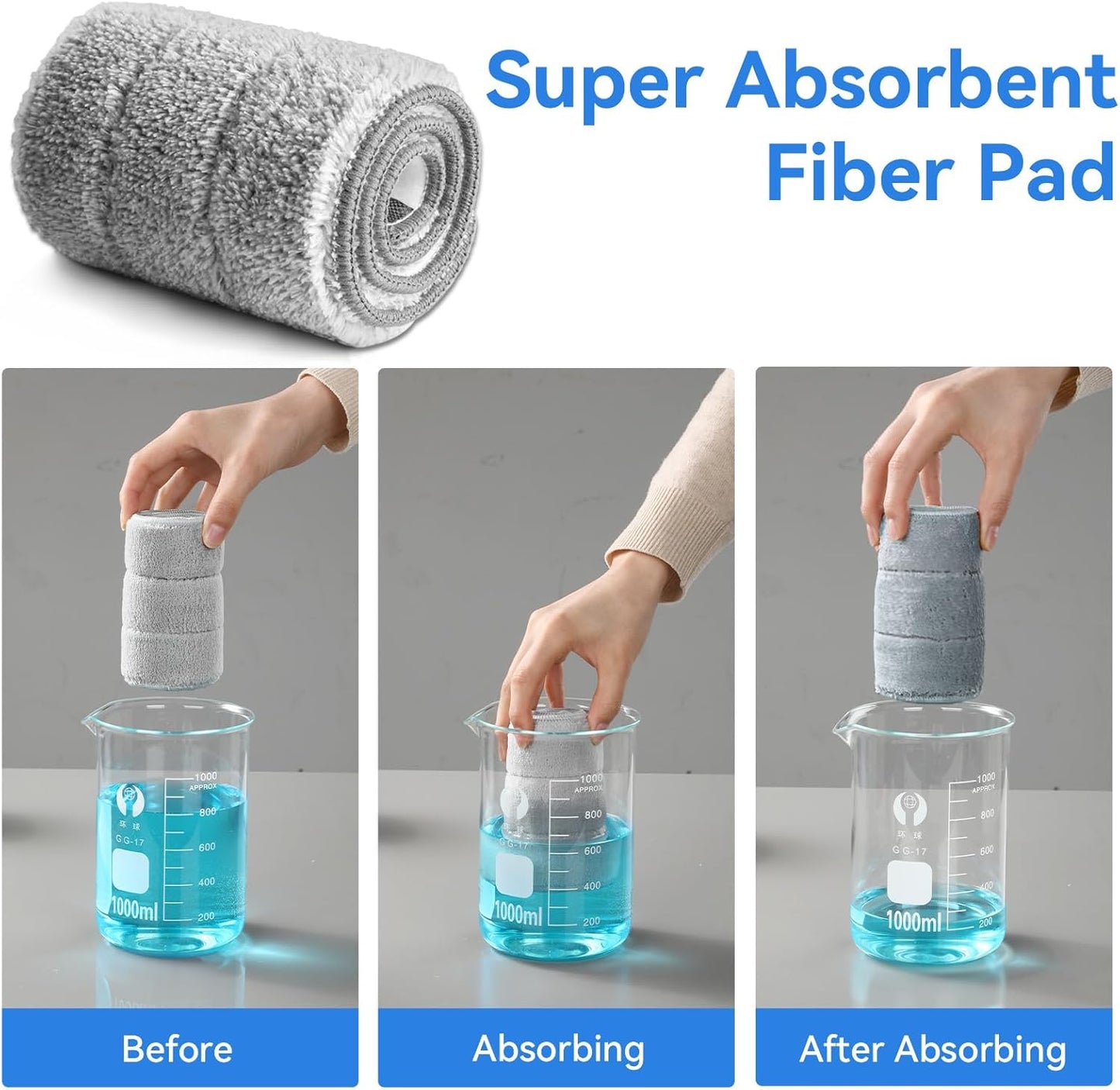 5 Pack Replacement Pads, Compatible with POPMOP Mop and Bucket Set - Microfiber Flat Mop Pads for All 13" X 4.9" Squeeze Flat Floor Mop - Washable Pads Replacement