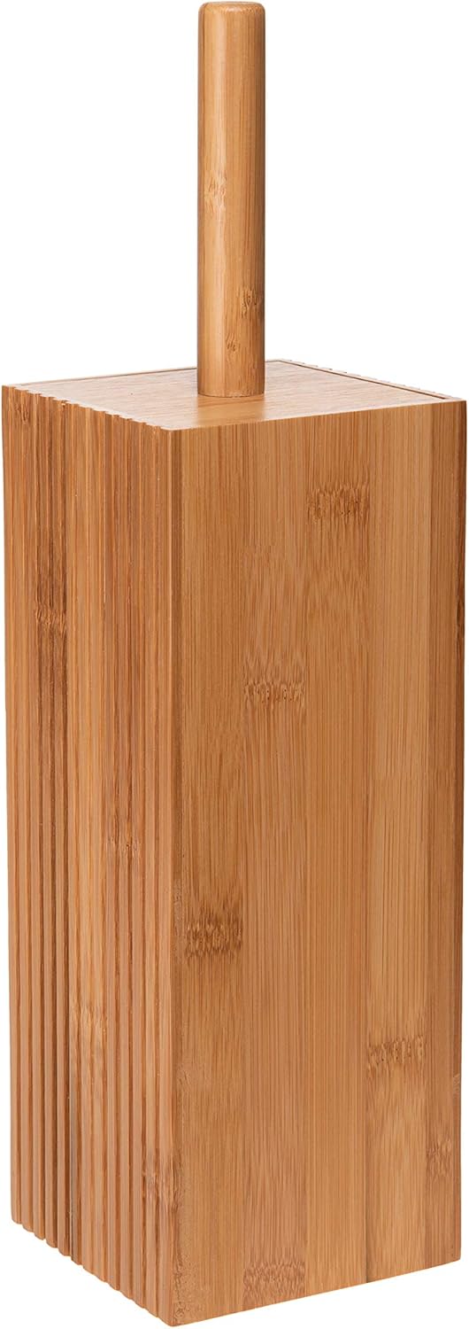 Bath Bliss Rounded Natural Bamboo Collection, Toilet Bowl Brush, Matching Accessories to Decorate Your Bathroom, Tall (10029-NATURAL)