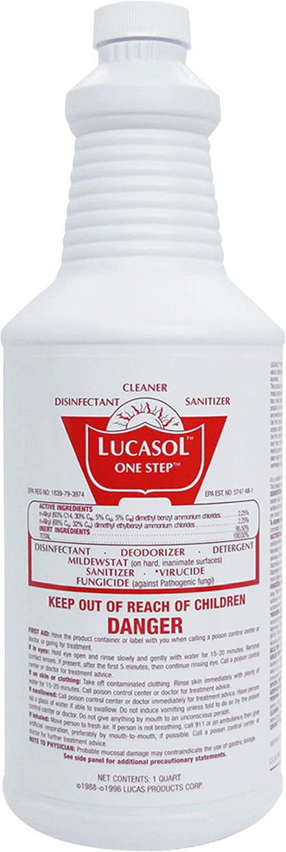 Lucasol One Step Disinfectant, 1 Quart (32 Ounce), All Purpose Cleaner Spray For Hospitals, Barber Supplies, Household Essentials, School, Salons, Household Cleaning And More