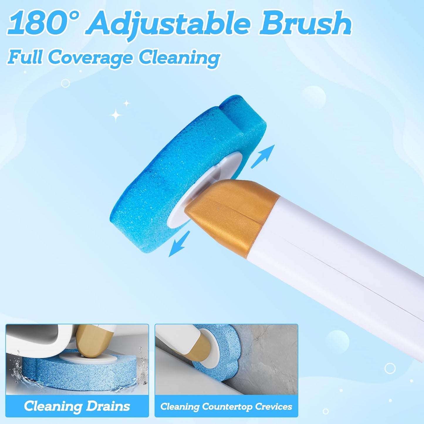 Disposable Toilet Cleaning Brush - Toilet Bowl Cleaner Wand and Holder Set with 60 Refills, Wall Mounted Clean Stick Brush Heads Kit with Handle for Bathroom Bathtub Cleaning System